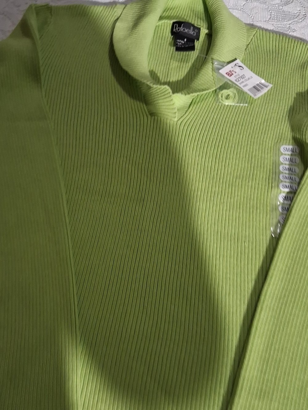 Rafaella Women Lime Green Ribbed Turtleneck Sweater